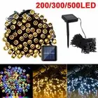 100/200/500 LED Solar Powered Fairy String Lights Xmas Tree Party Outdoor Decor