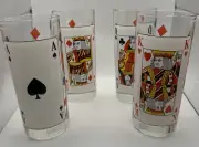 Set of 4 Playing Cards KQJA Highball/ Drinking Glasses - Italy 6 1/4" Tall