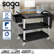 SOGA 3 Tier Food Trolley Food Waste Cart With Two Bins Storage Kitchen Small