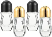 Healvian 4Pcs Essential Oil Roller Bottles Portable Aromatherapy Glass Dispenser for Travel DIY Perfume Blends Skin Care Leakproof Containers with Caps