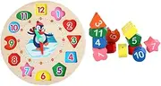 BESPORTBLE 1Set Wooden Clock Design Educational Shape Matching Block for Promotes Recognition Hand Eye Coordination Logical Thinking Safe Wooden Material for Early Learning