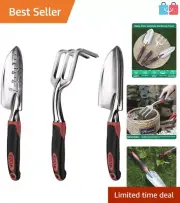 Ergonomic 3-Piece Gardening Tools Set with Non-Slip Handles & Rust-Proof Heads