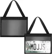 License Plate Holder with Hanging Strap Black License Plate Frame Cover Car Plate Bracket Test Drive License Plate Holde License Plate Tag Bag Dealer Plates Tag Bags for SUV Car Truck (2)