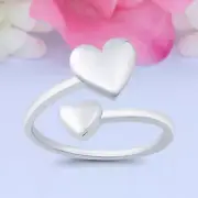 10mm Hearts Band 925 Sterling Silver Toe Ring Thin Adjustable Toe Ring