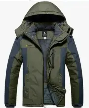 Gemsye Mens Ski Jacket- Medium Army Green/Grey