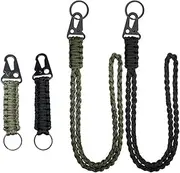 [beiqilian] 4Pack Paracord Keychain with Carabiner Braided Lanyard Key Chain Paracord Carabiner Clip for Keys Backpack Paracord Keychain Ring for Men Women Heavy Duty Hook for Outdoor Survival Camping Hiking