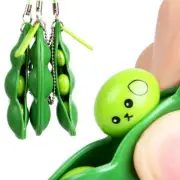 1x Stress Relief Toy Anti-Anxiety Toy Adults Autism Pea Pod Keyring Squeezy Bean