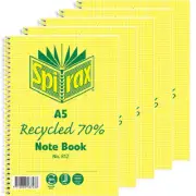 NEW 5x Spirax 812 Notebook 7mm Ruled 70% Recycled Spiral Bound A5 120 Page BULK