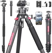 72" Lightweight Compact Carbon Fiber Tripod W/Detachable Monopod 34mm Ball Head，Carbon Fiber Tripod, Lever Lock Professional Heavy Duty Camera Tripod,34MM Ball Head