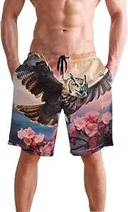 [XYMZR] Owl Floral Fly Men's Swim Trunks Quick-Dry Bathing Suit Swimming Board Shorts S
