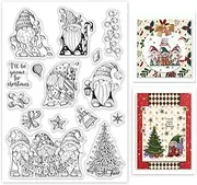 GLOBLELAND Christmas Gnome Clear Stamps Xmas Tree Santa Claus Light Bulb Bell Snowflake Silicone Clear Stamp Seals for Cards Making DIY Scrapbooking Photo Journal Album Decoration