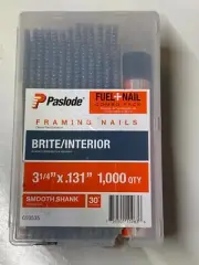 Paslode 650535 FUEL+NAIL Collated Framing Nails, 3 1/4 In L, Brite, 1000 Pk