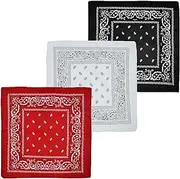 [BDBF] 3 Pieces Multifunctional Paisley Bandana's Headwear,Unisex Paisley Bandanas Handkerchiefs Paisley Print Head Scarf,Pirate Bandana Multipack Assorted Hair Bandanas for Men(Black, Red,White), No, no