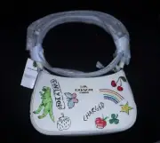 NEW COACH Teri 2way Leather Shoulder Bag Sketch Print CAK17 IMCAH Chalk Multi