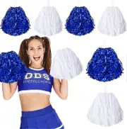 Pom Poms Cheerleading Metal Foil Cheerleading Pom Poms With Plastic Handles Cheer Pom Poms blue and white 6pcs
