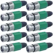 10 serviceable Green XLR female microphone audio cable connector jack mic cord