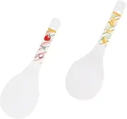 COLLBATH 2pcs Reusable Ceramic Rice Paddle with Fruit Pattern Multi Function Sushi Spoon for Kitchen Tableware and Easy to Clean for Serving Rice and More