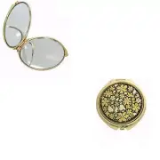 Damascene Gold Round Compact Mirror Flower Design by Midas of Toledo Spain