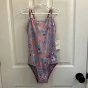 NWT Dolfin Uglies Girls One Piece Swimsuit Size 14 Norrie Purple Print UPF 50