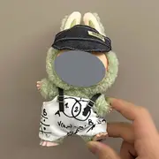 Labubu doll clothes 17cm canvas blind box pendant, first and second generation vinyl plush toy set——colour:LBB-64,height:17cm
