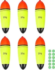 uxcell Fishing Slip Bobbers, EVA Foam Bobbers Slip Floats with Fish Beads, 0.7 Oz Floatage Fit for Perch Carp Bass Fishing Corks Saltwater Freshwater (6 Pack, Red/Yellow)