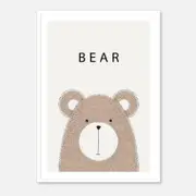 Galrie Charming Minimalist Bear Art Print - Ideal for Nursery and Kids' Rooms, Poster Only, A0 84 x 119cm (33 X 47inch)