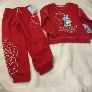 Bluey Girls Valentine's Day Fleece Graphic Crewneck Pullover and Jogger Set