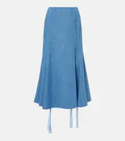 [Gabriela Hearst] Gabriela Hearst Dion cotton and linen midi skirt AU 16 blue