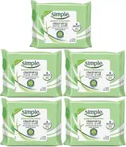 Simple Kind To Skin Cleansing Facial Wipes, Travel Pack, 7-Count (Pack of 5)