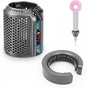 Improved Magnetic Hair Dryer Filter Cover for Dyson Supersonic HD01 HD03 HD08 HD15 Hair Dryer Filter with Cleaning Brush Replacement Parts (Metallic Grey) WYWY.Wide