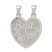 Sterling Silver Polished Best Friends Break Apart Heart Pendant