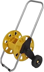 Topyond Garden Water Hose Reel Cart with Wheels Practical Aluminum Anti Slip for Outside Yard Field Yellow