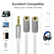 Headset Splitter 3.5mm Male to 2 Female Headphone Splitter for Multiple Devices