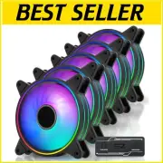 5-Pack 120mm ARGB PWM Case Fans with Hub – Vibrant Lighting & Quiet Cooling