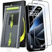 WSKEN for iPhone 16/iPhone 15 Screen Protector - [Top 9H+ Tempered Glass][Auto Dust-Remove][Zero Bubble] Full Coverage HD Military Grade 10X Shatterproof,Anti Fingerprint,Anti Scratch,2 Pack