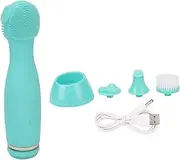 Vomeko Electric Facial Cleansing Brush, Facial Exfoliating Massage Brush,W aterproof Face Wash Brush,Silicone Facial Cleansing Machine Green