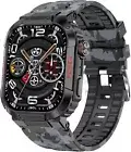 Military Smart Watch Blue Camo Answer/Make Call 2.02" Screen Android iOS