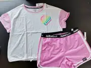 NWT Justice Girls Outfit Crop top Top/Mesh Shorts Size 16 18 Plus Fits 18 20