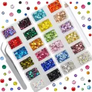 7000 Pieces Rhinestones 5 Sizes Round Crystal Glass Flat Back Rhinestones wit...