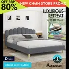 ALFORDSON Bed Frame Double Size Upholstered Platform Base Grey Fabric TANIA