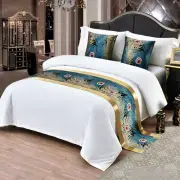 Bed Runner Scarf Bedding Cover Hotel Home Bedroom Decor Retro Peacock Fashion