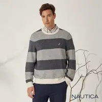 在飛比找momo購物網優惠-【NAUTICA】男裝 小波紋條紋長袖毛衣(藍)