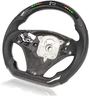 Car Carbon Fiber LED Display Shift Lights Steering Wheel D Type Flat Bottom Compatible With BMW 1 3 Series E82 E88 E90 E91 E92 E93