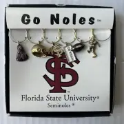 FSU Wine Glass Charms Florida State Football NEW Officially Licensed Set Of 6