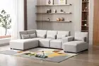 Foret 6 Seater Sofa Modular Corner Lounge Couch Fabric Left Chaise Ottoman Beige