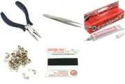 Bead Tip Kit - Pliers, Tweezers, Cement, 30 Bead Tips & Black Bead Cord #6