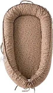 CooCooBaby Infant Lounger, Baby Nest Cover for Baby Girls & Boys, Newborn Essentials for Baby 0-12 Months, 100% Cotton Breathable, Co Sleeper Portable Travel Bed (BrownBlossom_Muslin)