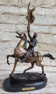 BUFFALO SIGNAL Frederic Remington Bronze Desktop Statue Sculpture Western 13"