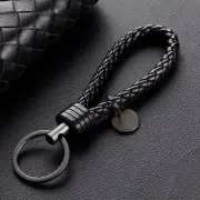 1x Car Keychain Black Leather Rope Strap Weave Keyring Key Chain Key Ring Fob (for: MG)