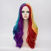 Gothic Colorful Wig72Cm Long Braid Curly Gothic Lolita Harajuku Anime Cosplay Christmas Wigs for Women Kids (Red/Yellow/Blue/Purple Halloween Wigs